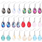 OATIPHO 12 Pairs Crystal Drop Earrings Set for Women Lightweight Teardrop Dangle Earrings with Comfortable Ear Hook Trendy Jewelry for Party and Daily Wear 1.69X0.43 Inches