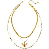 MIJENITI Layered Gold Necklace for Women Bee Necklaces Set Trendy Chain Choker Necklace Simple Jewelry Gift for Women