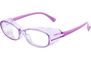 DOLLGER Safety Glasses Goggles Anti Fog Eye Protection Blue Light Blocking lens Side Shield Anti Pollen Soft TR90 for Boys Girls(Purple)