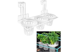 MANOPAWS Upgrade Acrylic Aquarium Plant Holder Hanging Aquatic Plant Holder,Adjustable Hook Fish Tank Plant Pot for Hanging Plant Cultivation and Aquarium Decor