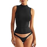 EasyGala Women Sleeveless Mock Turtle Neck Tops Double Lined Fitted Tank Tops Basic T Shirts 2025