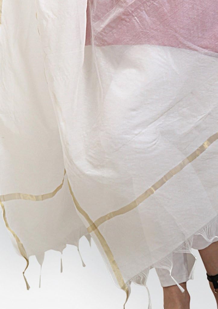 rangeen culture women's chanderi art silk plain solid golden border dupatta