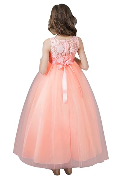 Mädchen Prinzessin Tüll Spitzen Kleid Festlich Blumenmädchenkleid Hochzeit Abendkleid Gr.120-170