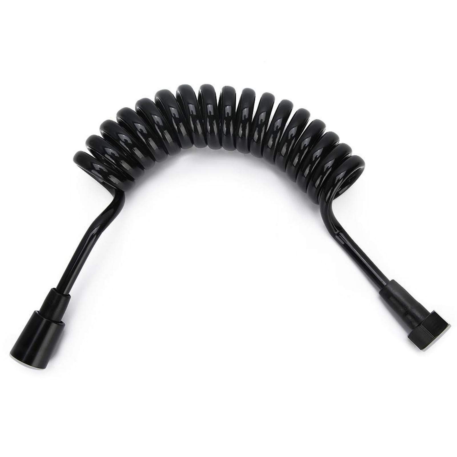 Flexible Bidet Shower Hose, Black PE Plastic Spring Design Shower Pipe with Large Bore Nozzle 2M Length Bidet Sprayer for Toilet Hygiene Pet Bathing