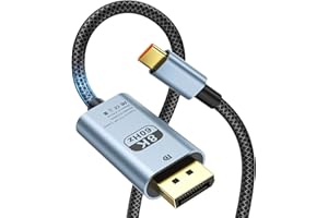 VisionSync USB C to DisplayPort 1.4 Cable 6.6Ft[HDR, 8K@60Hz, 4K@144Hz, 2K@240Hz],Type C to DP1.4 Cable,Compatible with Thund