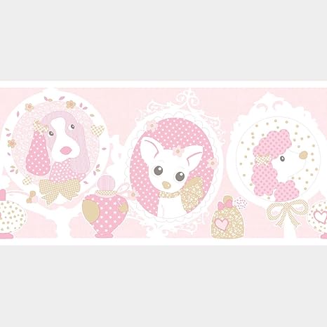 Amazon Co Jp 壁紙border For Kids部屋 Playroom かわいい猫犬壁紙ボーダー ハート 香水 ミラー プリンセス部屋 壁紙ボーダー ロール26 5 Cm X 5 M 10 5in X 16 4 Ft マルチカラー Diy 工具 ガーデン