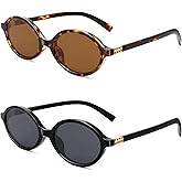 NULOOQ Retro Oval Sunglasses for Women 90s Trendy Vintage Small Round Sunnies Shades