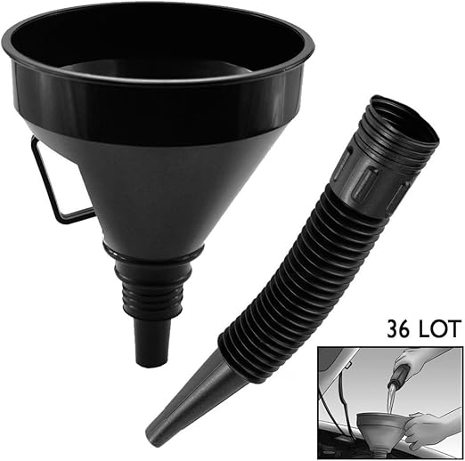 36 Set Flexible Spout Funnels Engine Oil Fluids Gas Water
