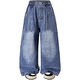 Nivne Tco Toddler Boys Jeans Casual Multi-Pocket Elastic Waistband Loose Fit Straight Leg Denim Pants