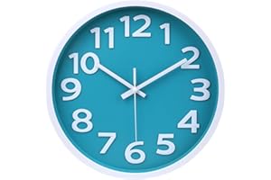 CROSSTIME Wall Clock Silent Non Ticking Indoor Outdoor Clock Battery Operated Easy to Read Analog Decorative Clocks for Bedroom Office Home Patio Pool Porch Decor,12 Inch Aqua
