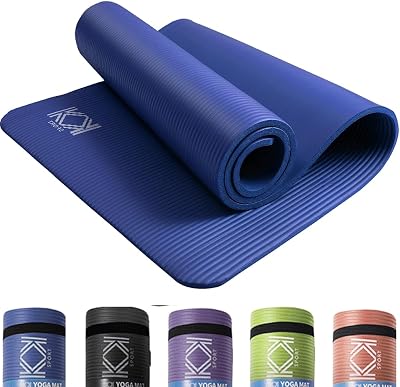 KK Yoga Mat 15mm Thick NBR Non-Slip with Carry Strap Black Blue Purple