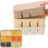 3 Pack Baby Food Freezer Tray with Lids,12 Cups,White, Yellow, Brown | 2.13 oz x 6 Cups/1.15 oz x 12 Cups Silicone Baby Food Storage Container, Ice Cube Molds, for Homemade Vegetable Fruit Snack