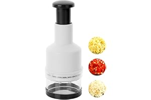 Cuisiland 8.75’’ x 3’’ Manual Garlic Press Chopper – Hand Press Food Chopper for Garlic, Onion, Vegetables & Nuts, Easy to Us