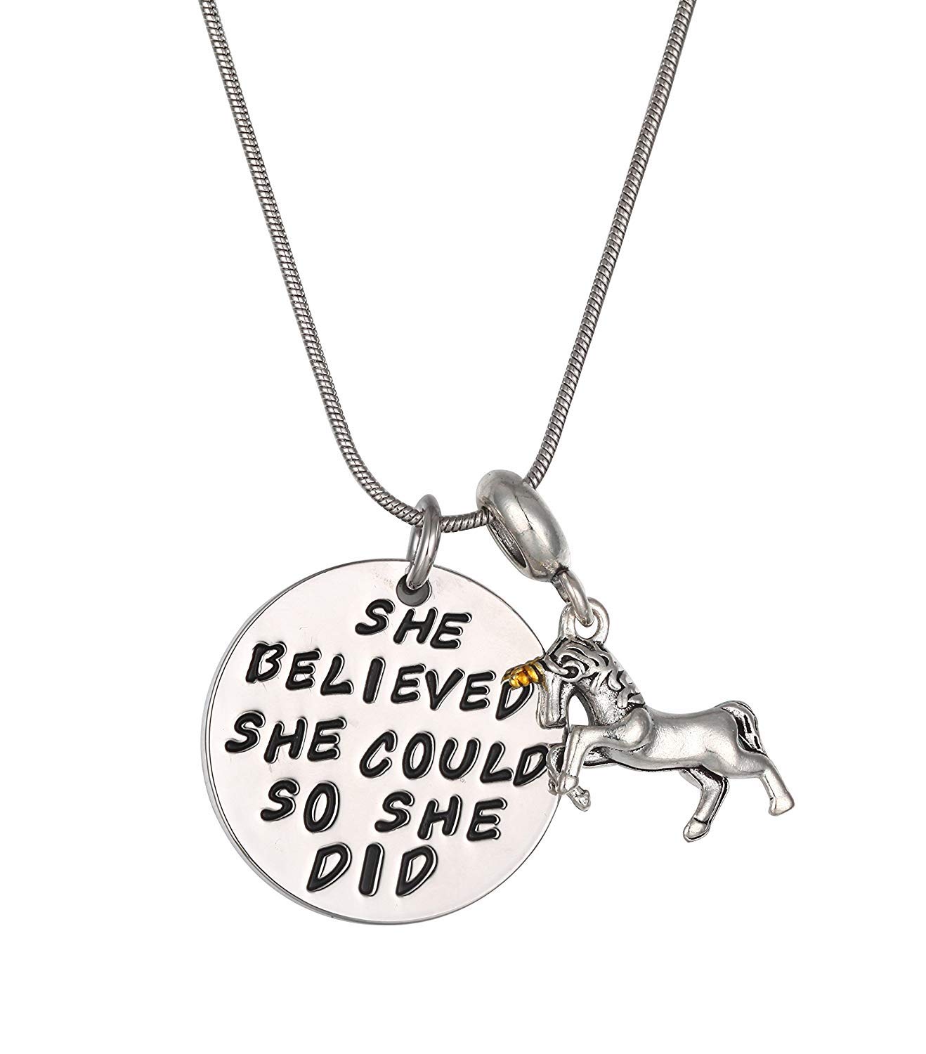 Fanovo Unicorn Drawstring Backpack/Make Up Bag/Necklace/Bracelet/Gift Sets for Girls Party Christmas (A - Drawstring Set J)