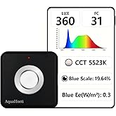 AquaHorti AH-300 Light Meter,Test LED Spectrum,CCT,LUX,Foot Candle,Blue Light Meter,LUX Distribution, Data Exported as a CSV File. AquaHorti