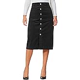 luvamia Corduroy Skirts for Women Midi Length High Waisted Button Down Trendy Stretchy Fall Elastic Waist Casual Skirt