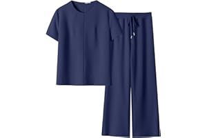 ANRABESS 2 Piece Sets for Women Summer Outfits Lounge Sweatsuits Short Sleeve Wide Leg Pants Sweat Set Tracksuit Clothes