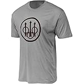Beretta Men's Trident Logo Print Durable Comfortable Fit Ribbed Crew Neck Short Sleeve Active T-Shirt with Double-Needle Hem