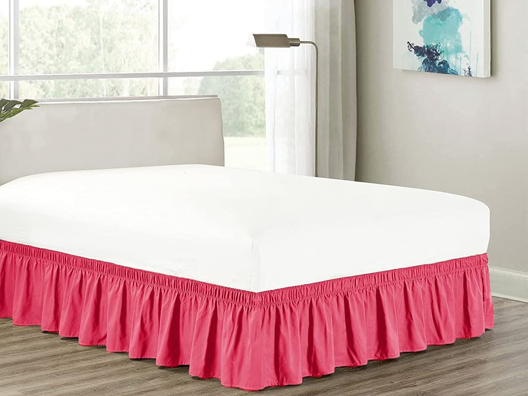 Buy Pink Bed Skirt Wrap Around 600Microfiber with Easy Fit with 22