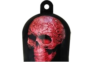Tuonpa Motorcycle Cowbell Horn Cover Decoration,Motorcycle Cowbell Horn Cover,Reaper Decoration,Halloween Motorcycle Decoration (Red Skull)