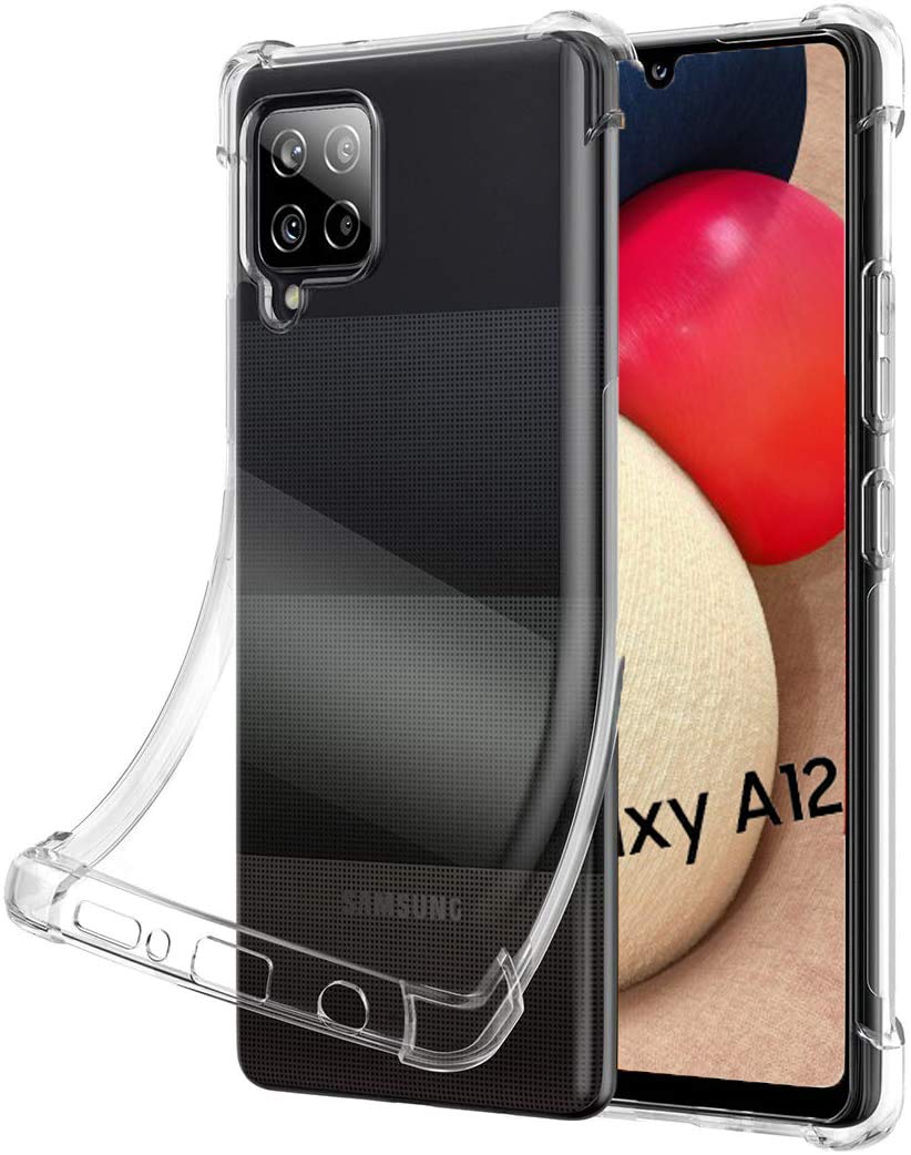 AMPLE Galaxy A12 Case, Slim Thin Shockproof Flexible TPU Gel Rubber Soft Skin Silicone Protective Case Cover For Samsung Galaxy A12 / M12 (Clear)