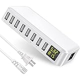 USB Charger, Slitinto 8-Port Fast Desktop Charger with LCD Display, Multi USB Charger Compatible iPhone 13/13 Pro/12 Pro/11 P