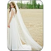 Unsutuo Wedding Veil Comb Bridal Cathedral Veil 1 Tier Drop Veil Wedding Hair Comb for Brides, 118 Inches