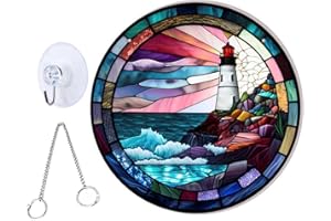 SWETRACE Mediterranean Acrylic Hanging Lighthouse Sign Wall Decor Round Pendant for Bedroom and Garden