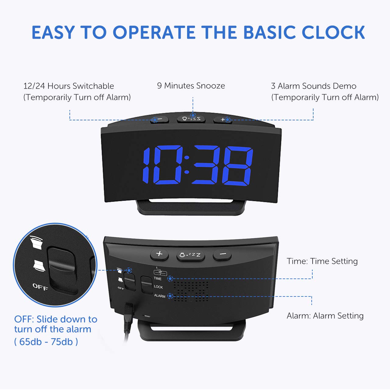 Mpow Digital Alarm Clock, Curved Screen Clock with 3.75''Diagonal LED