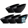 Posh Setting - Black Plastic Serving Bowls for Party - Angled, Disposable, Chip & Candy Bowls - 20 OZ, 5 Pack