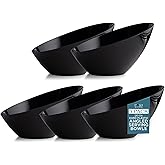 Posh Setting - Black Plastic Serving Bowls for Party - Angled, Disposable, Chip & Candy Bowls - 20 OZ, 5 Pack
