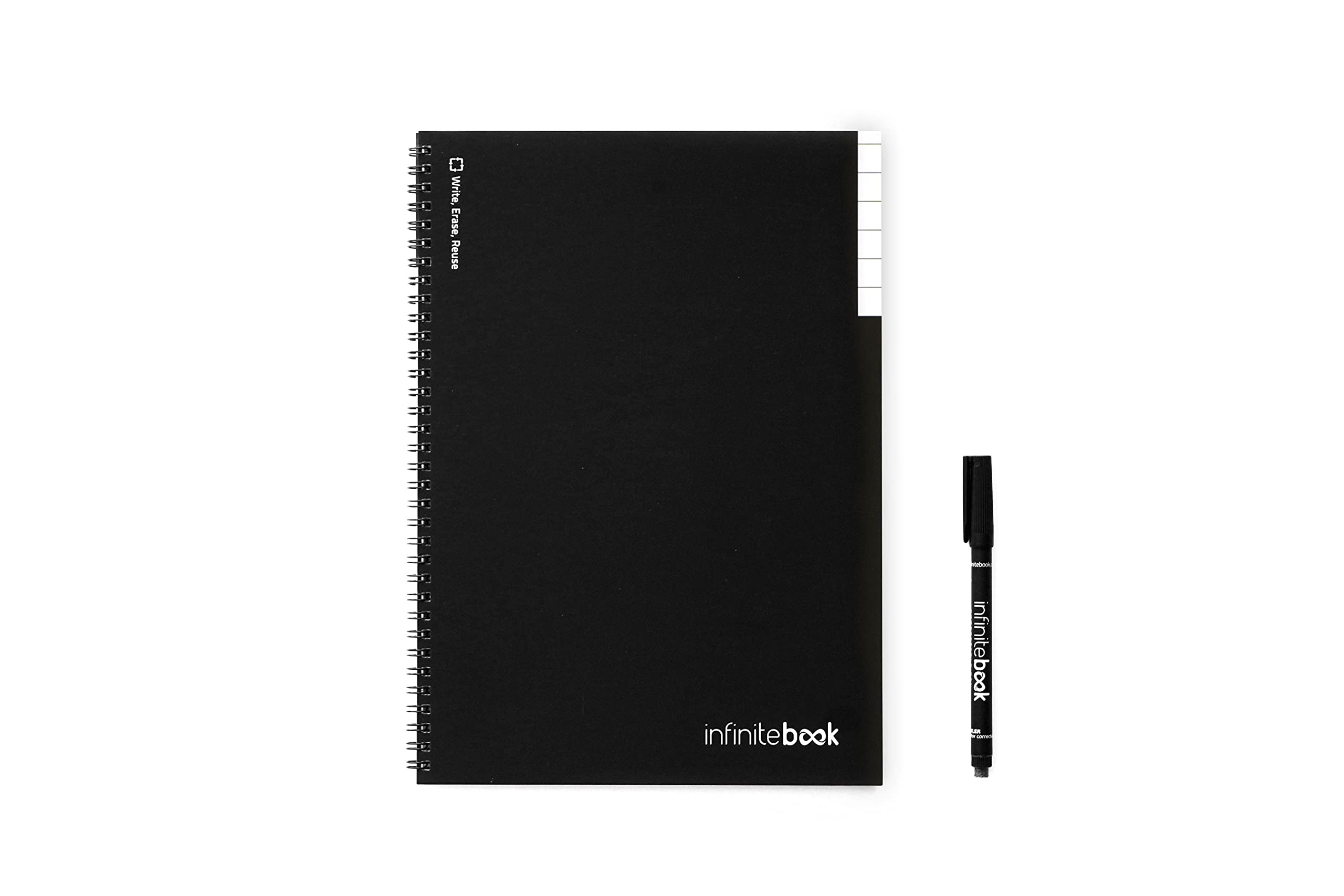 InfiniteBook Whiteboard Reusable Notebook A4 Ruled, Includes Marker