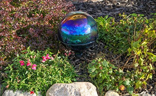 Lily's Home Glass Gazing Ball Mirror Ball Garden Ball in Rainbow - 10 Inch