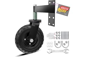 Uscaster 1pack Gate Wheel 8inch Fence Gate Wheel for Metal Tube Gate 360 Degree Rotation Spring Loaded Heavy Duty Gate Caster with Screws & Screwdriver（All Black）