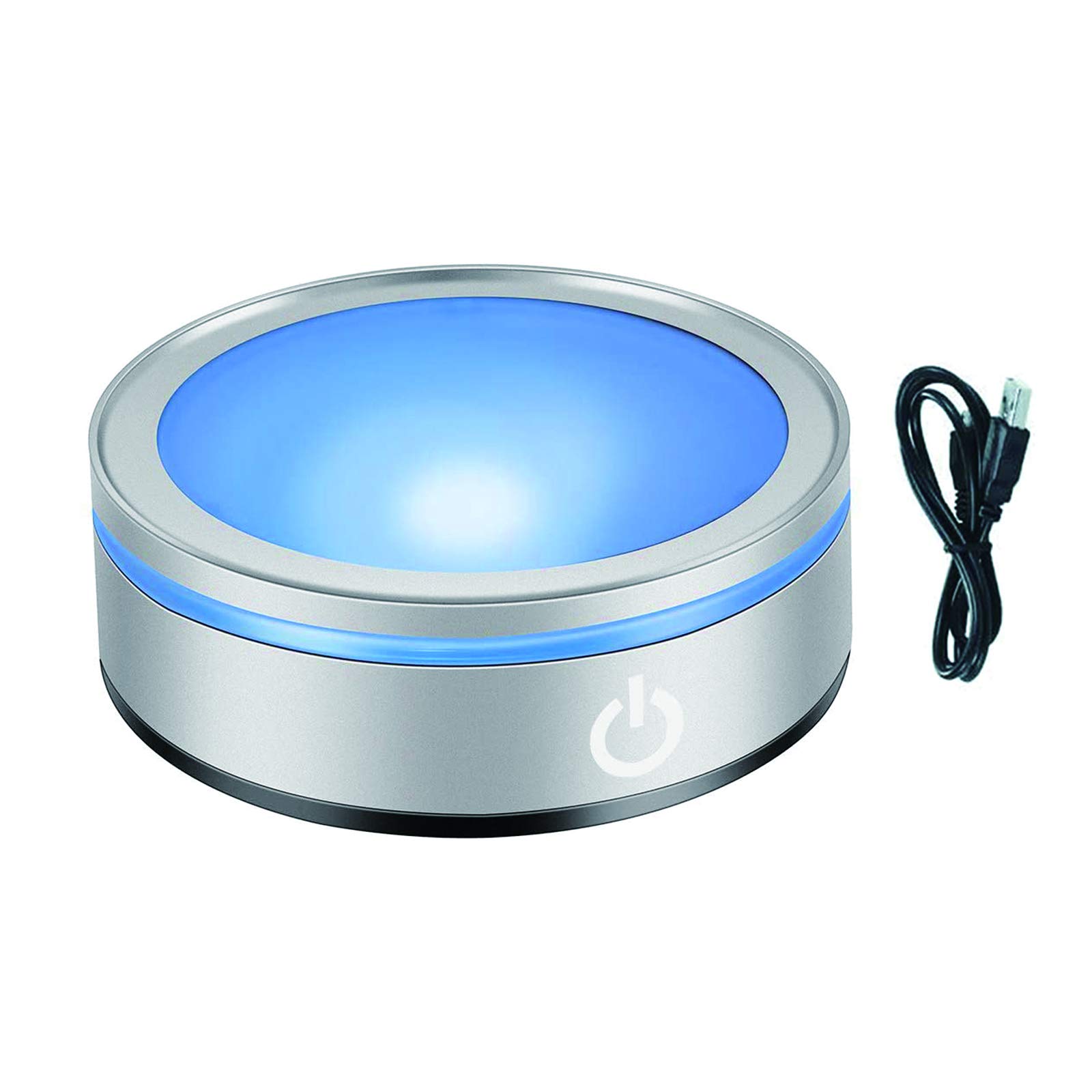 CDIYTOOL LED Light Base Multicolor Round Show Stand Display Plate Base Display Light Base for 3D Crystal Glass Art with Sensitive Touch Switch [Energy Class A+] (Flat Base) — image 1