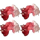 HPLWJO 4 Pairs Artificial Silk Belly Dance Bamboo Fans,1.8 Meter/ 5.91 ft Long Belly Dance Silk Fan,Folding Imitated Silk Fans for Dance Dancer Women Dancing Show