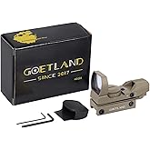 Goetland Reflex Sight Adjustable 4 Reticle Patterns Green Red Dot Illuminated 33mm Lens with 20mm Rail for Airsoft Tactical H