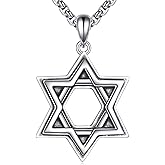 YFN Sterling Silver Star of David Necklace for Men and Women Delicate Jewish Star of David Pendant with 22+2 Inch Adjustable Chain Jewelry Gift for Christmas Father's Day Mother's Day Birthday