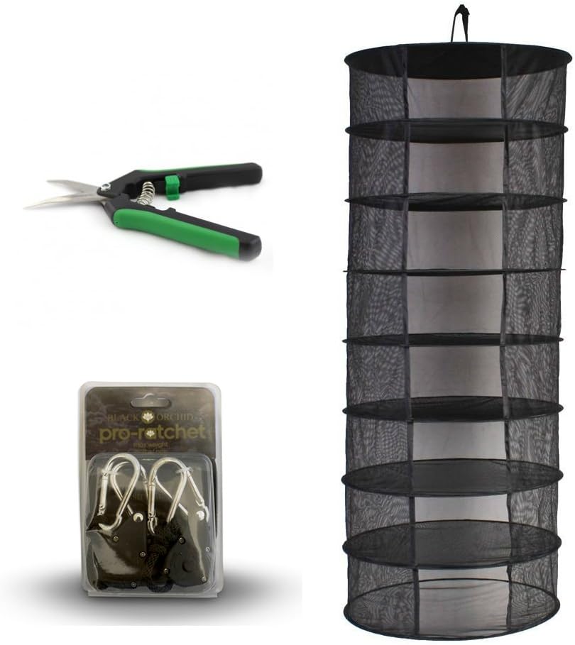 Hydroponic Grow Room Drying Net Kit - Hanging Net, Rope Ratchet & Trimmer Kit