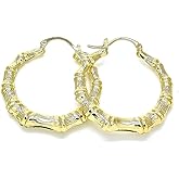 Women's Classic 14k Gold Filled Diamond Cut Bamboo Round Shape Hollow Hoop Earrings Small Medium Extra Large Big Oversize 40-80mm
