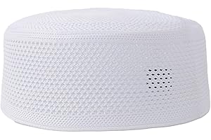 Rulbelok Muslims Prayer Caps for Men Knitted Caps Soft Comfortable Meshed Hat Indian Round Turban Kufi Muslims White