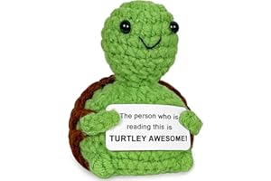 Krinisou Positive Crochet Turtle Gifts, Emotional Cheer Up Support Turtle Sea Animal, Crocheted Plush Green Tortoise, Unique Gift for Turtle Lovers Women Men 1Pc