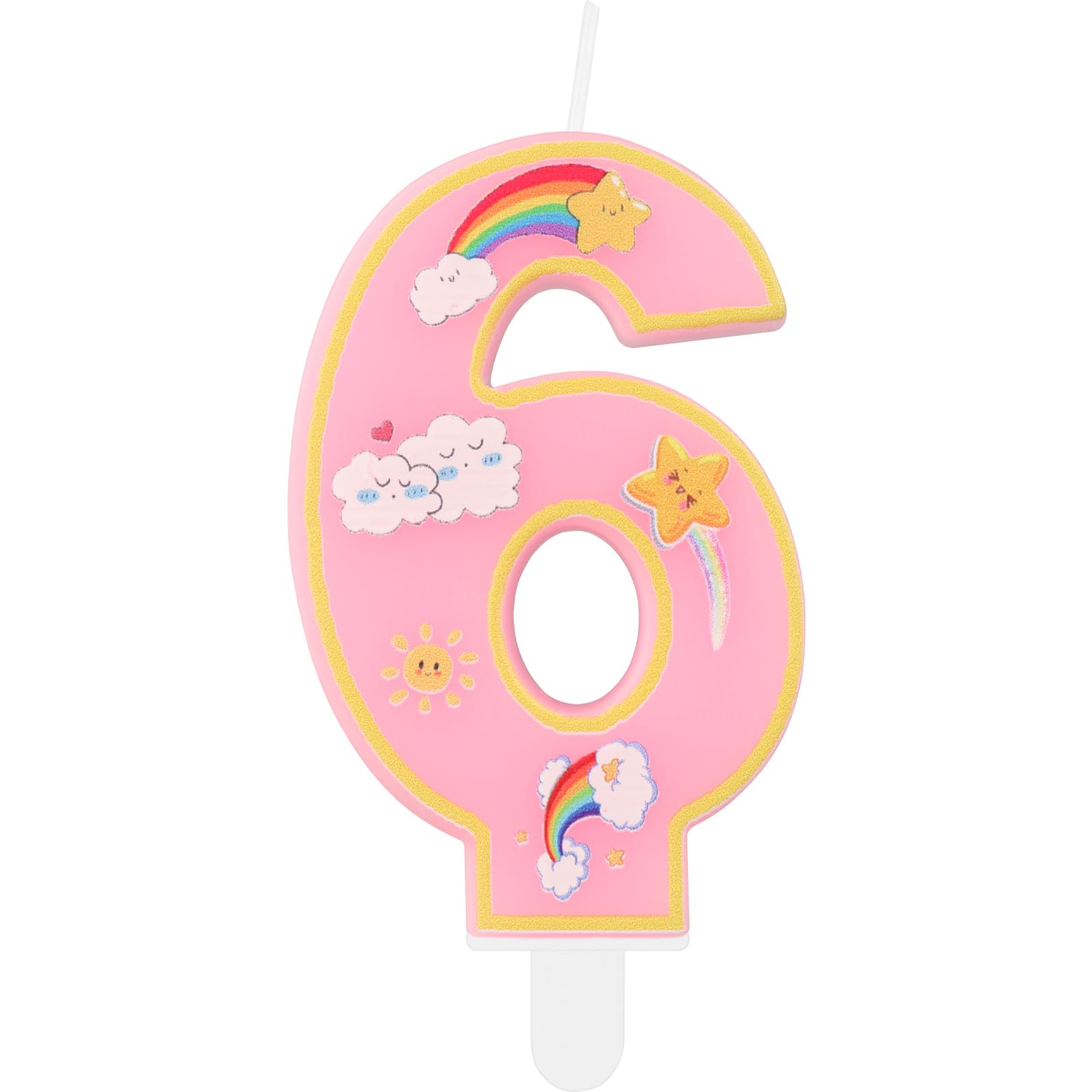 iNINGER Birthday Candles,6th Birthday Decorations Girl,Pink Birthday Candles Number 6 Candle for Rainbow Cake Decoration,Pony Birthday Party Girl Women Sweet Wedding Anniversary Party Cake Decoration