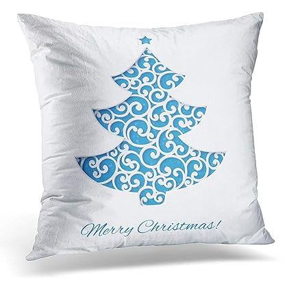 Amazon Com Throw Pillow Covers White Modern Blue Christmas Tree