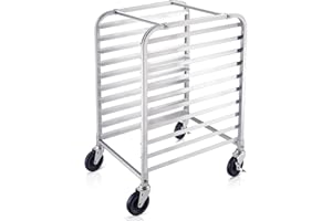 HARDURA RESTAURANT EQUIPMENT HARDURA Sheet Pan Rack,10 Tier Bun Pan Rack Commercial Bakery Rack with Wheels, Aluminum Racking NSF Listed Cooling Trolley for Kitchen, 20"x26"x38"H