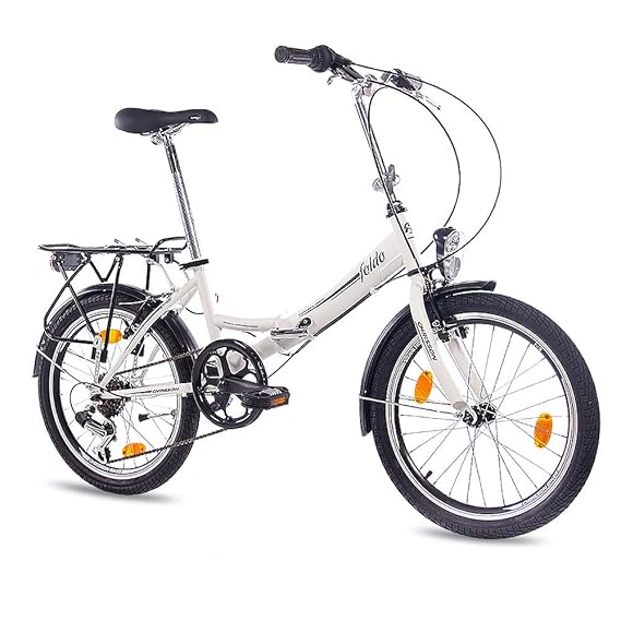 CHRISSON 20 Zoll Faltrad Klapprad - Foldo Weiss - Faltfahrrad für Herren und Damen - 20 Zoll klappbares Fahrrad mit 6 Gang Sh