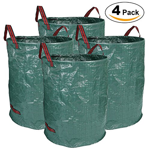 Hengu 4Pack 72 Gallons Large Garden Bags,Reusable & Durable Heavy Duty Leaf Waste Bag with 4