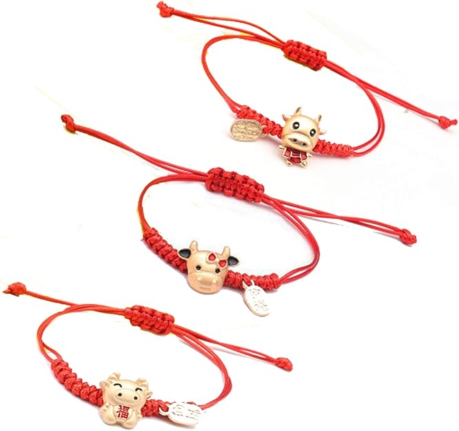 23Pcs 2021 Chinese Traditional Ox Red String Bracelets Set Handmade