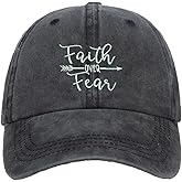 Unisex Faith Over Fear Embroidered Baseball Hat Low Profile Washed Distressed Vintage Baseball Cap Adjustable Dad Hat