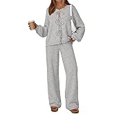 LILLUSORY Womens Lounge Sets 2 Piece Tie Front Oversized Sweater Airport Travel Winter Outfits 2025 Fall Matching Sweatsuit